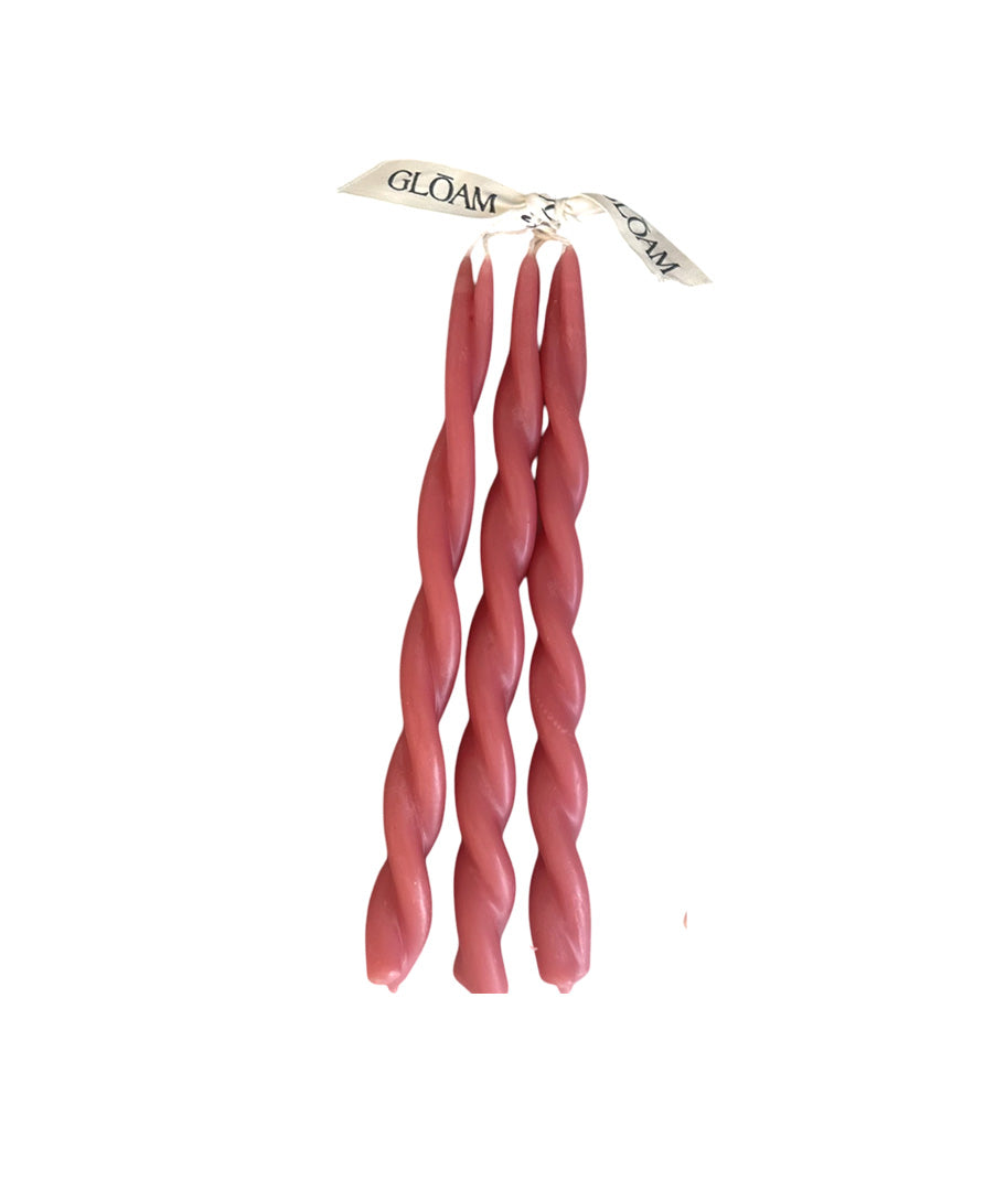 A Bundle of 3 Twisted Beeswax 9" Tapers in Ague De Sandia