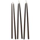 Three pairs of Cassis — Dark Red Brown 12-inch thin beeswax taper candles, six candles connected by their wicks and arranged on a white background.