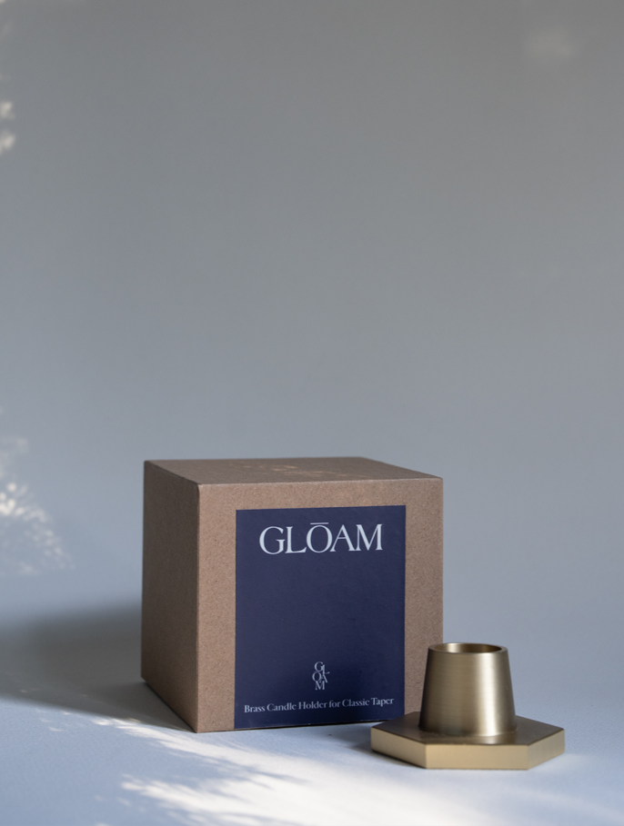 candle holder in solid brass in for classic taper candles  and twisted tapers designed by GLŌAM