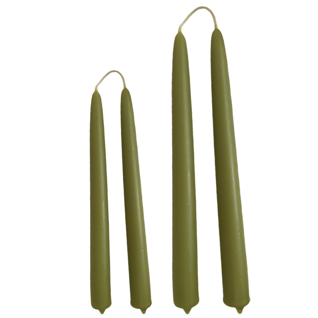 pure beeswax taper candles hand dipped  in martini color green