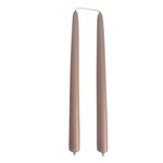 GLŌAM 12" hand-dipped beeswax taper candles in Tofino — a warm sandy tan, made in Santa Barbara with natural plant-based pigments
