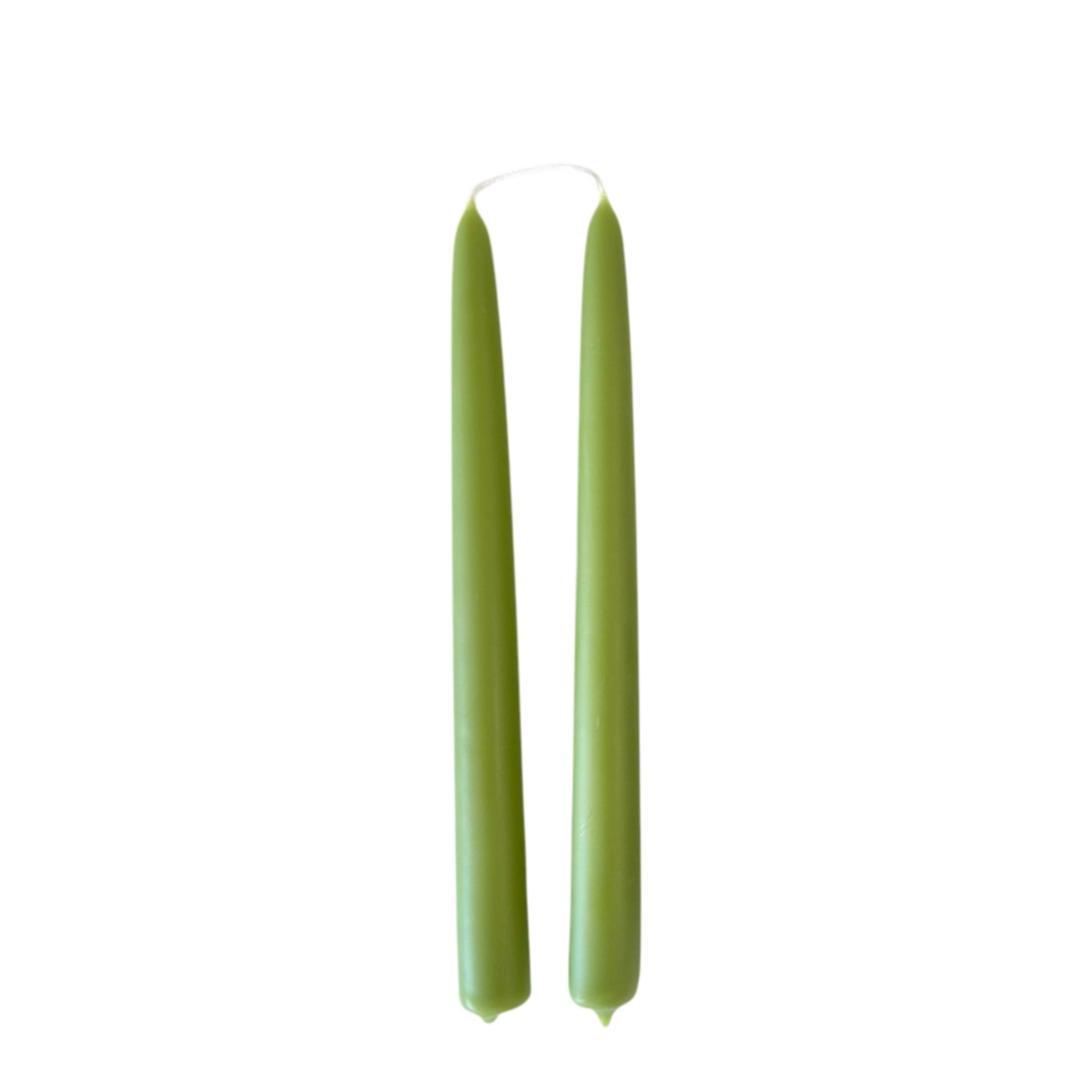  hand-dipped beeswax taper candles in ert frais  green hue,made with natural plant-based pigments in for an eco-friendly, elegant home decor accent.