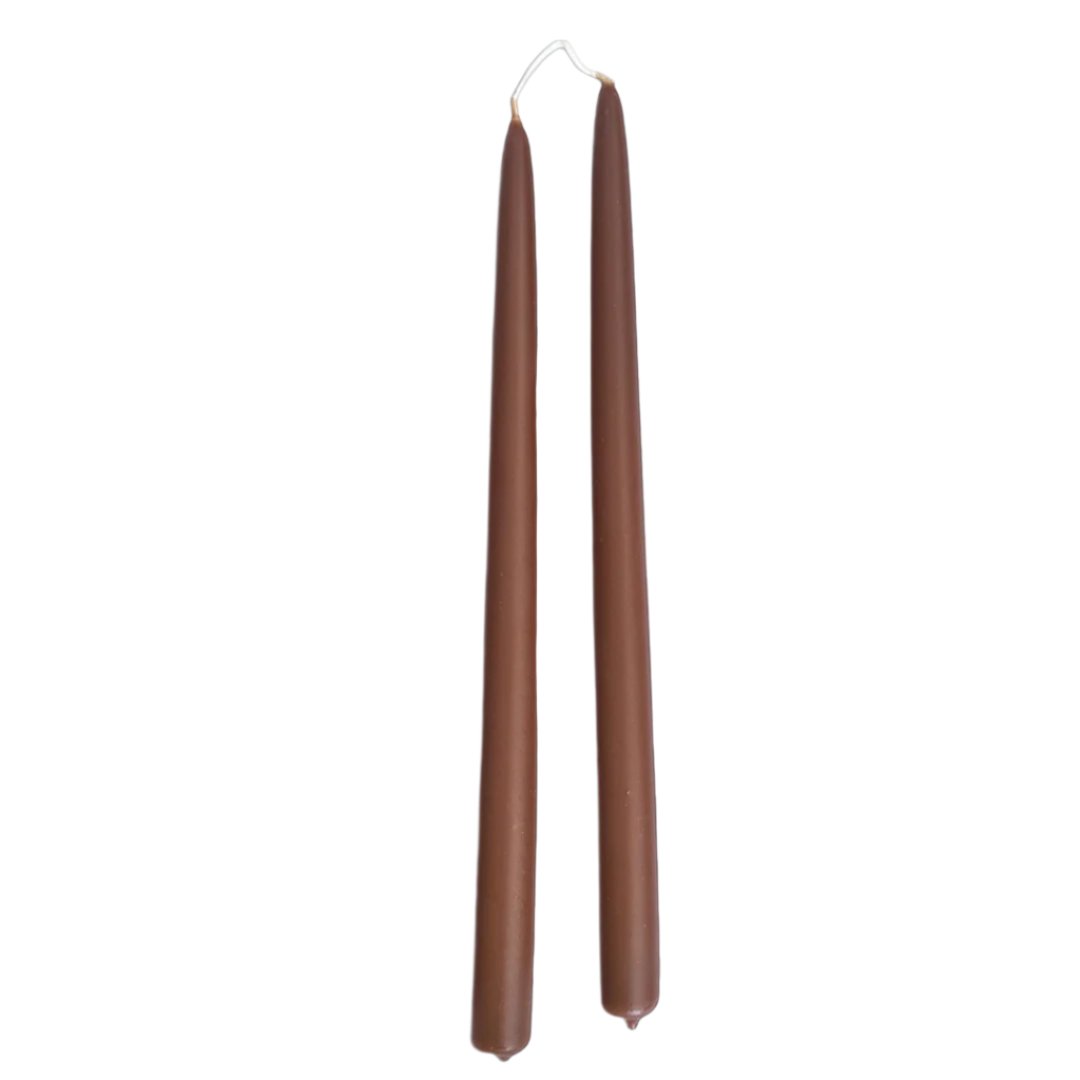 pure beeswax taper candles hand dipped   in Espresso brown