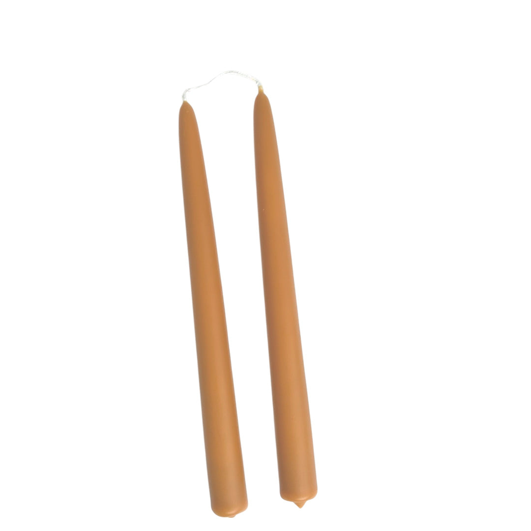 pure beeswax taper candles hand-dipped   in ochre