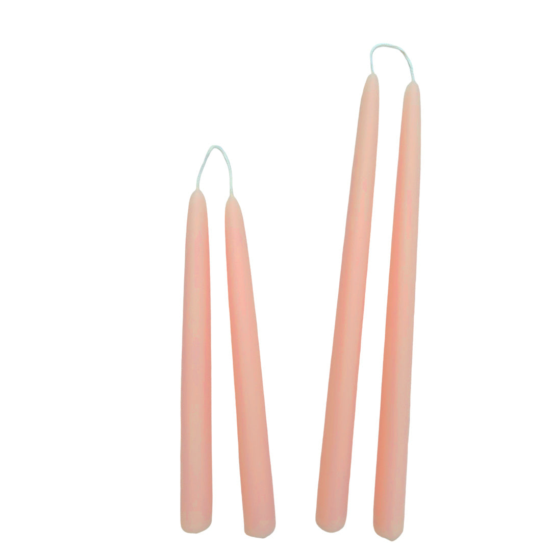 pure beeswax taper candles hand-dipped  in scallop color apricot