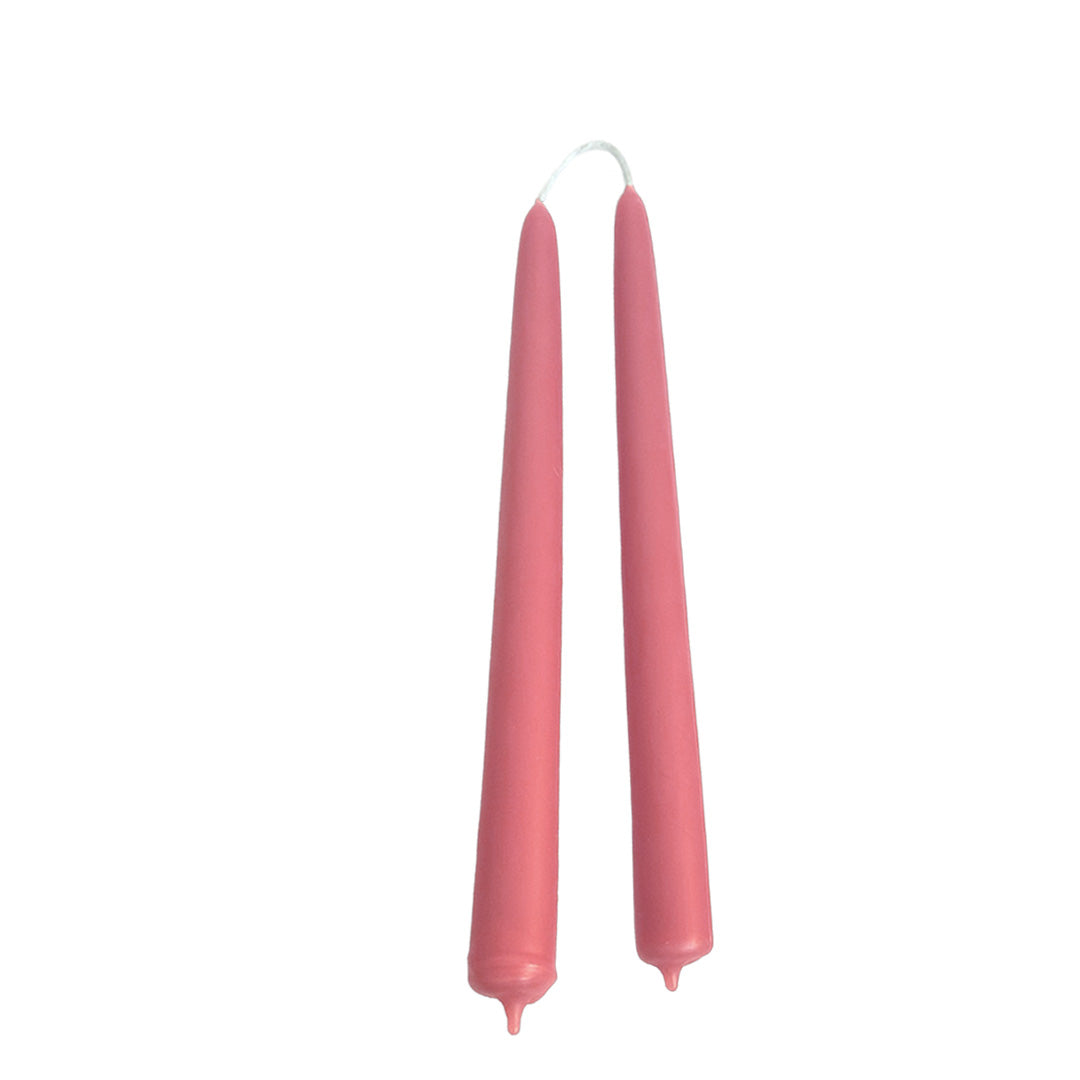 pure beeswax taper candles hand-dipped   in pink red