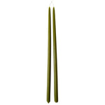 pure beeswax thin and long taper candles hand-dipped  in martini green glow long burn