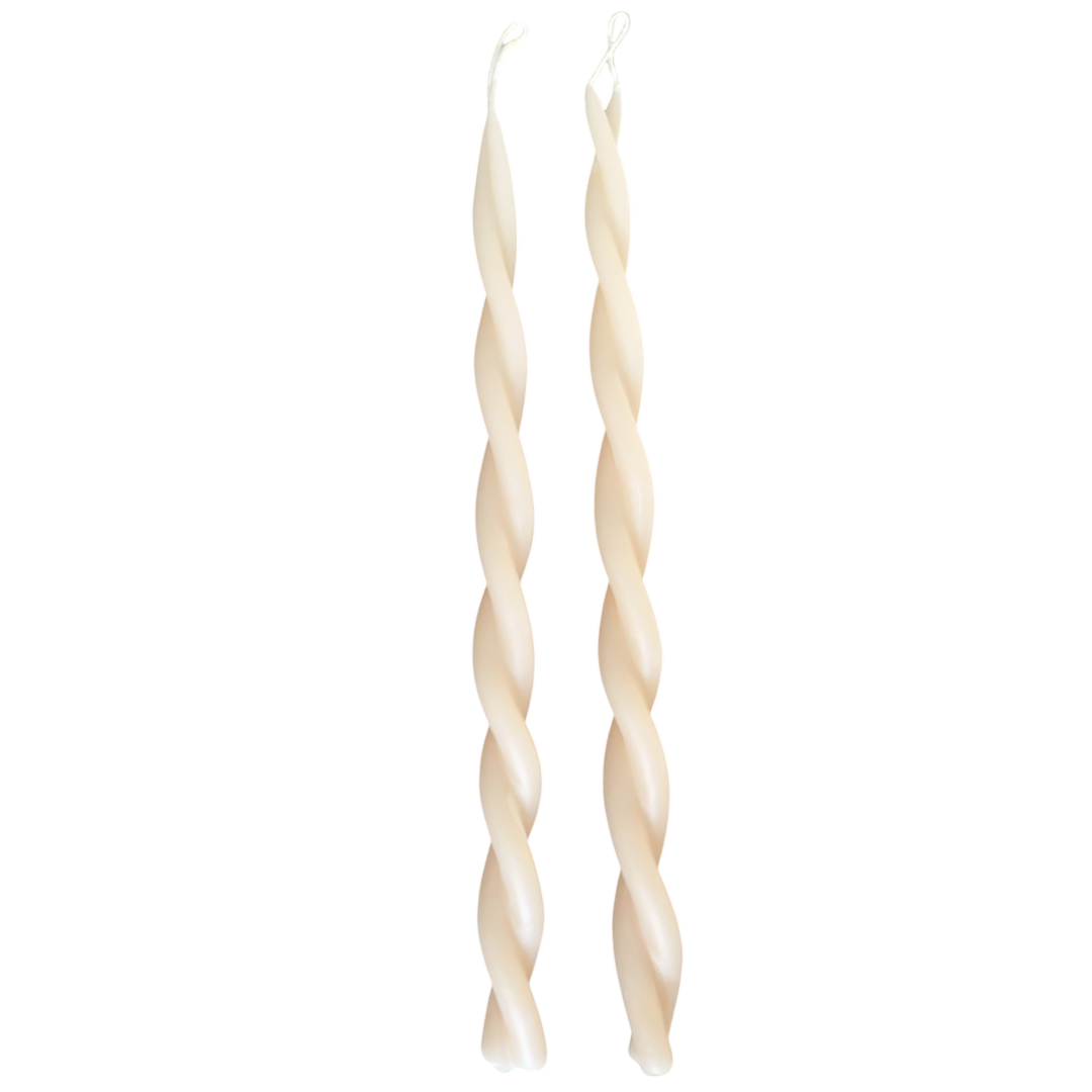 pure beeswax hand-twisted-taper candles hand-dipped  in birds-milk-cream-hue