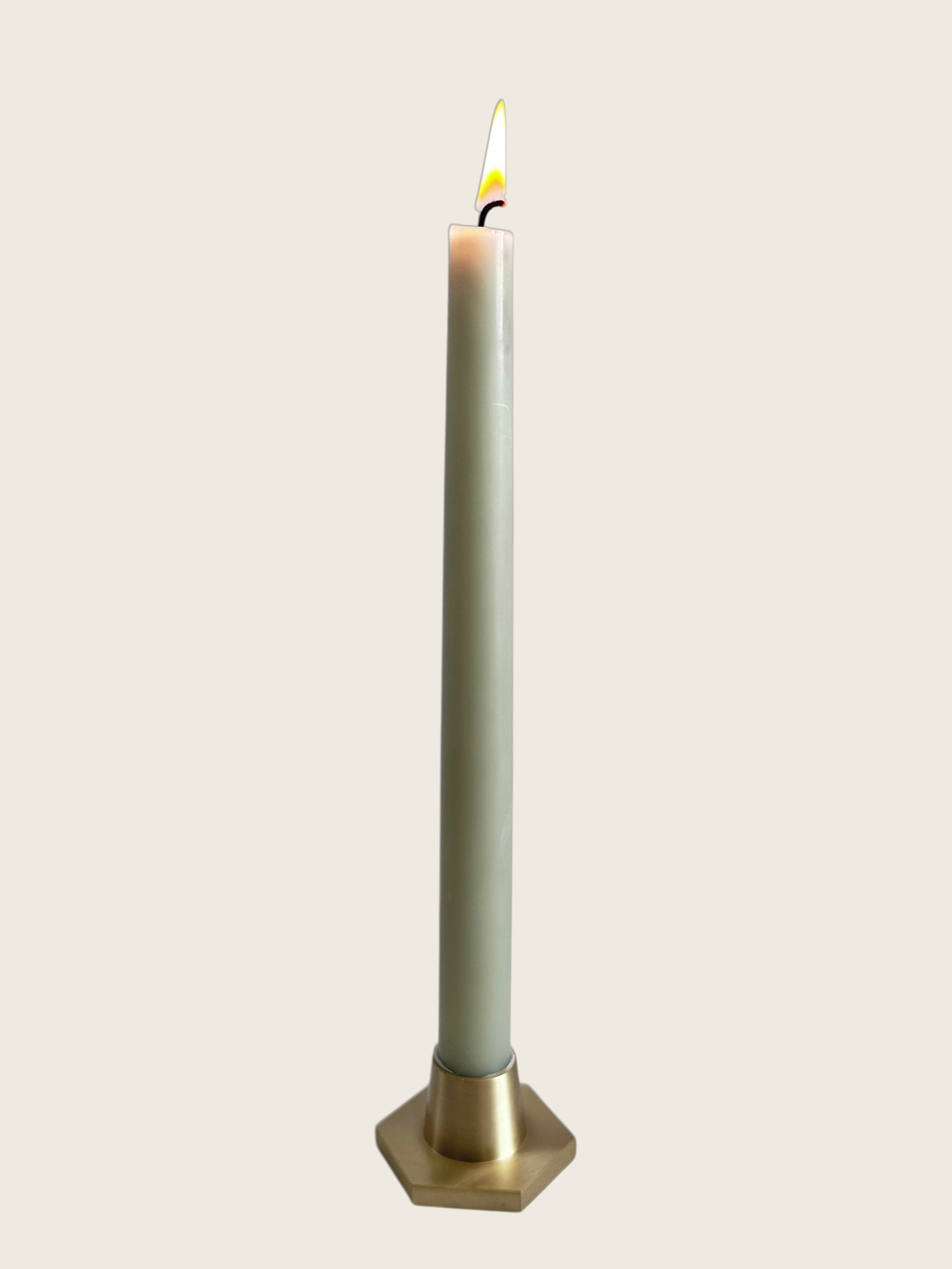 Hex Brass Candle Holder