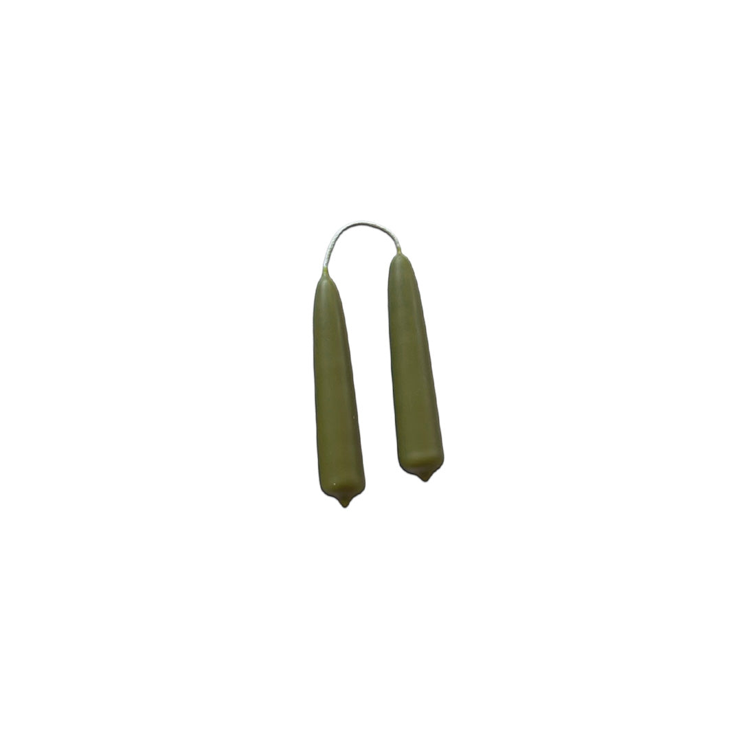 Hand-dipped beeswax  mini taper candles in martini green, crafted with plant-based pigments for a luxurious look