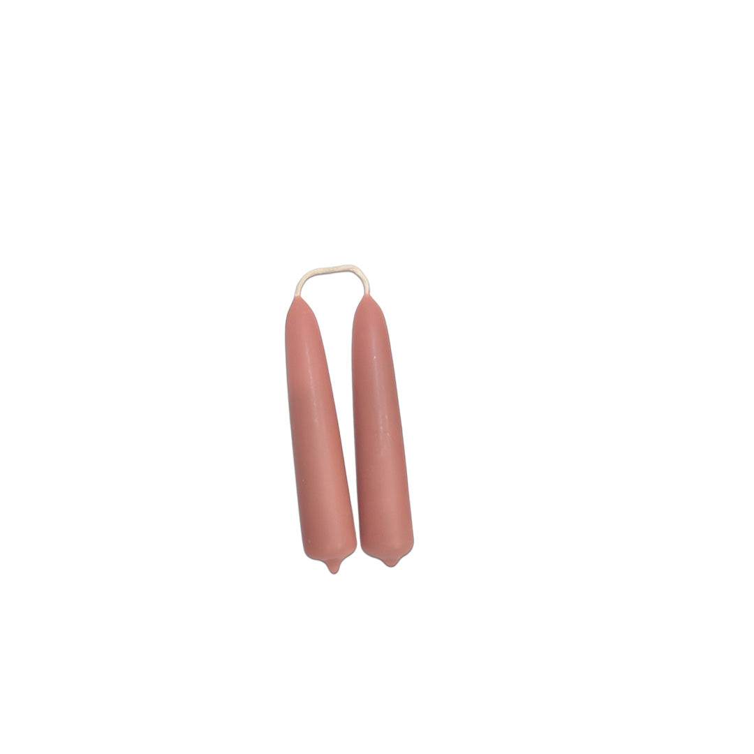 Hand-dipped beeswax  mini taper candles in sal de maras, crafted with plant-based pigments for a luxurious look