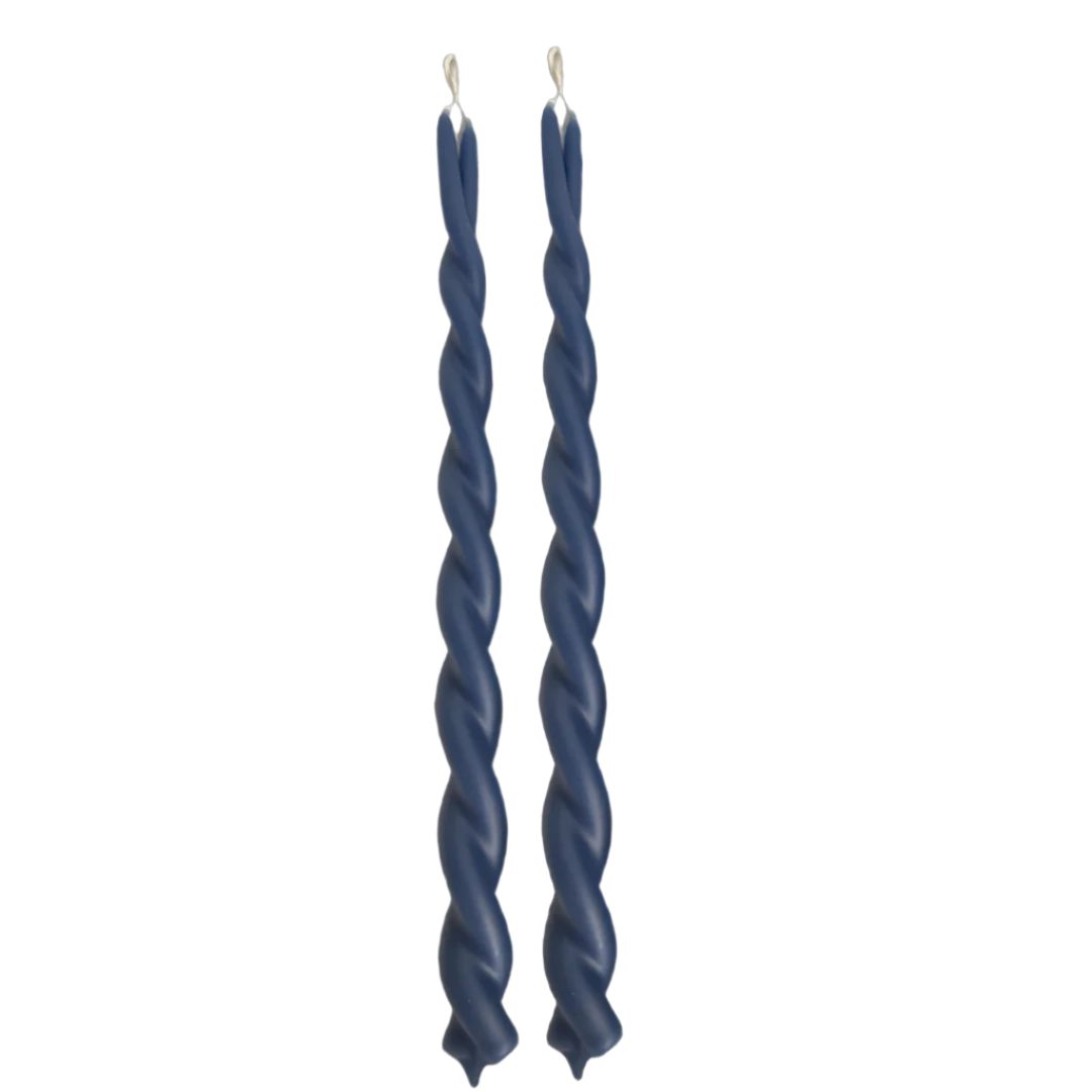 artisanal pure beeswax hand twisted candles hand dipped crafted with plant-based pigments in le levandou blue