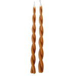 A pair of GLŌAM hand-twisted beeswax candles in Ochre, a clean white hue, crafted with plant-based pigments. Best for unique  home accent,  elevate dinner parties, cozy and intimate environment.