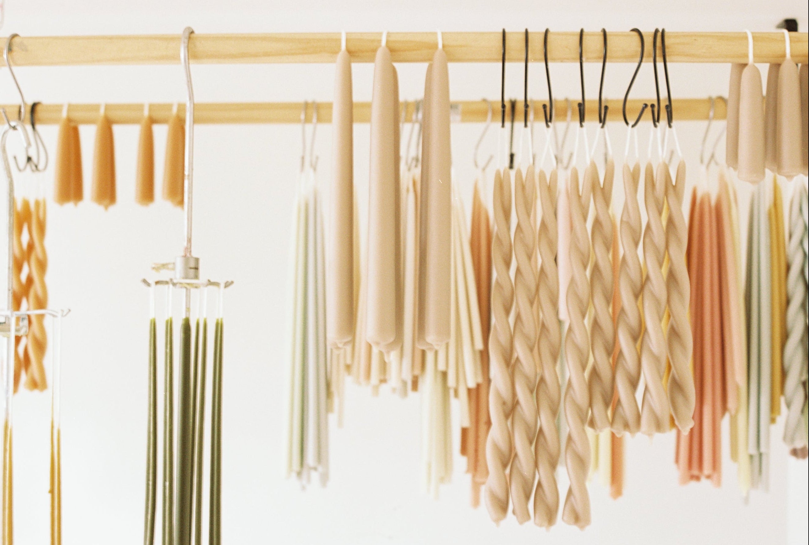 collection of Gloam beeswax candles, pure beeswax, sustainable, natural palnt based dyes