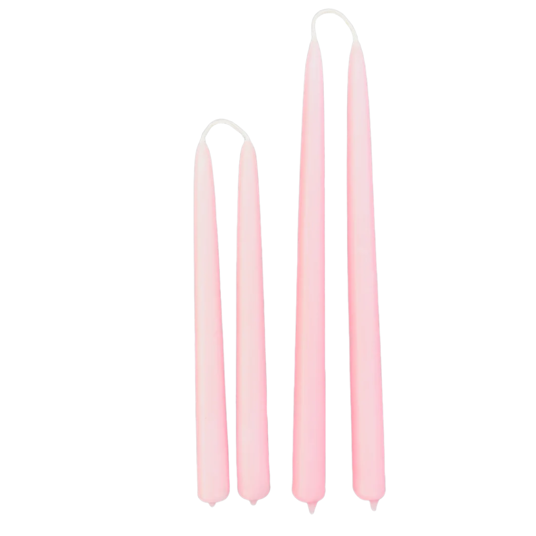 pure beeswax taper candles hand dipped  in pink non drip 