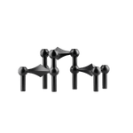 STOFF Nagel candle holders in black, three faceted modular holders that connect into a sculptural arrangement