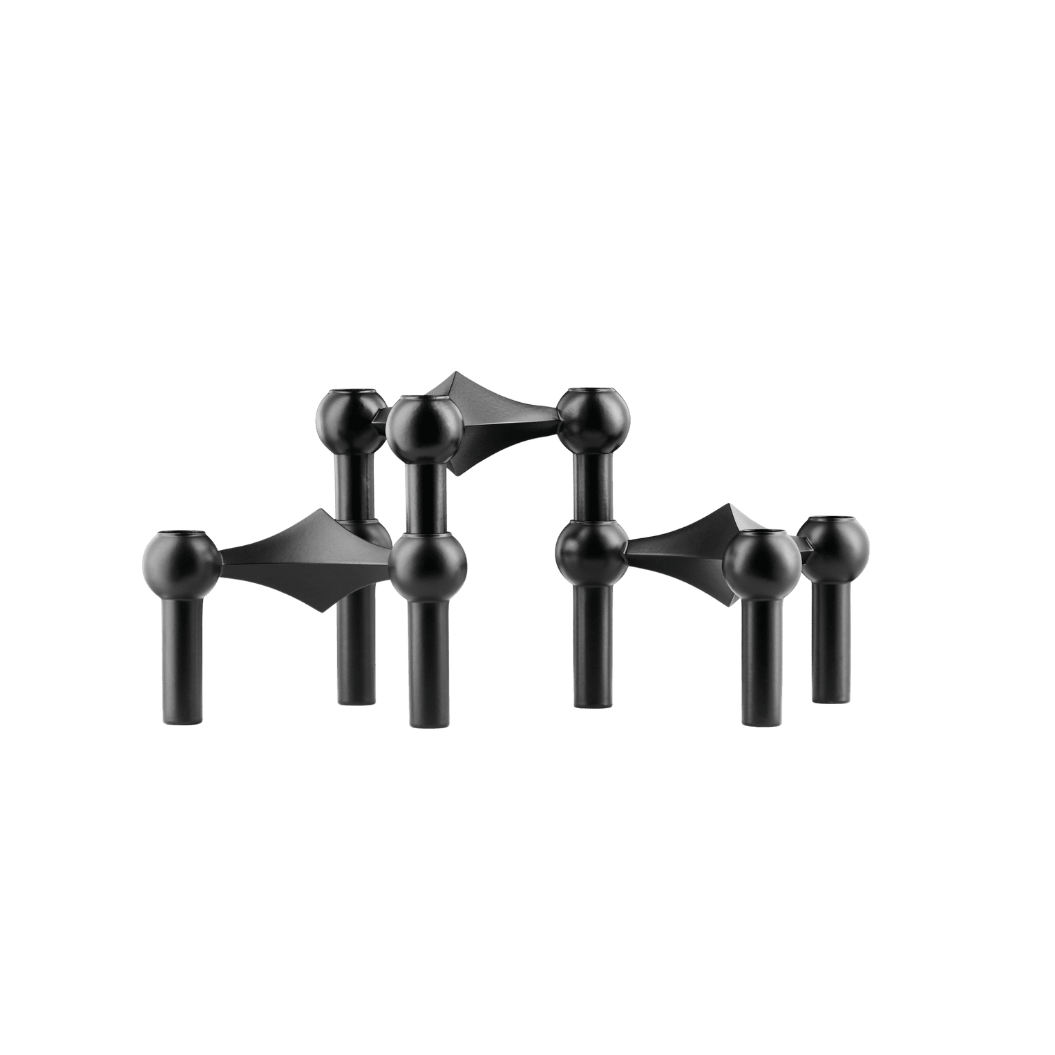 STOFF Nagel candle holders in black, three faceted modular holders that connect into a sculptural arrangement