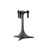 STOFF Nagel tabletop stand in black, a single stemmed stand holding three taper candles