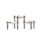 STOFF Nagel candle holders in polished chrome, three faceted modular holders that connect into a sculptural arrangement
