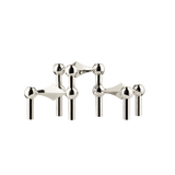 STOFF Nagel candle holders in polished chrome, three faceted modular holders that connect into a sculptural arrangement