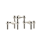 STOFF Nagel candle holders in polished chrome, three faceted modular holders that connect into a sculptural arrangement