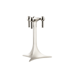 STOFF Nagel tabletop stand in chrome, a single stemmed stand holding three taper candles