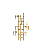 STOFF Nagel candle holders in solid brass, three faceted modular holders that connect into a sculptural arrangement