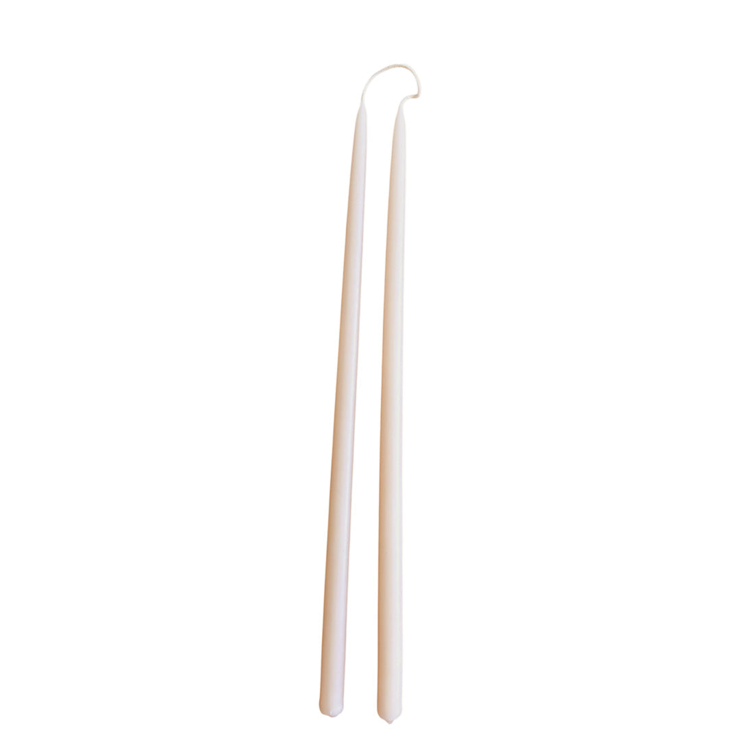  thin taper beeswax candles hand-dipped  in  color cashmere light peach