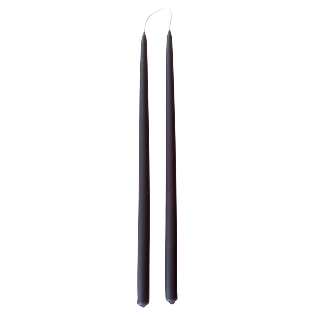 thin taper beeswax candles hand-dipped  in Slate dark grey