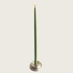 GLŌAM thin taper golden brass holder, a sculptural minimalist brass base made for Thin beeswax tapers, solid polished brass